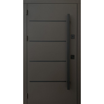Вхідні двері Qdoors СТРІТ 3К ГОРИЗОНТ 8019 Дуб темний ручка скоба